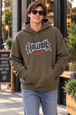 Airwalk 2XL Graphic Skate Hoodie Olive Brown Streetwear